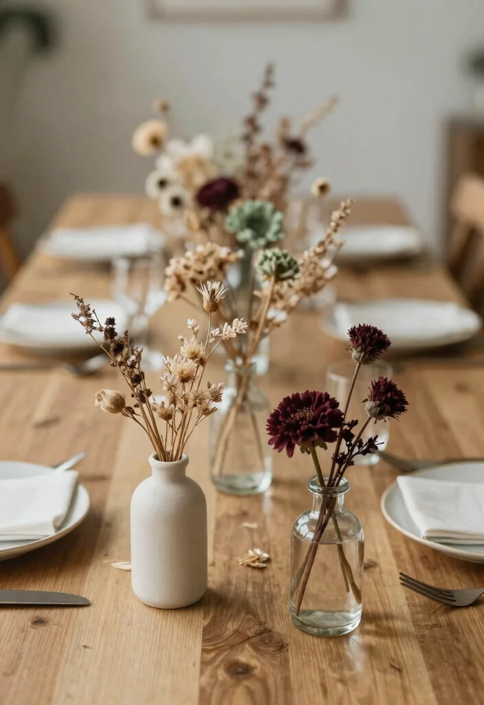 14 Boho Table Decor Wedding Ideas With Earthy Touch - 5. Dried Floral Accents 1