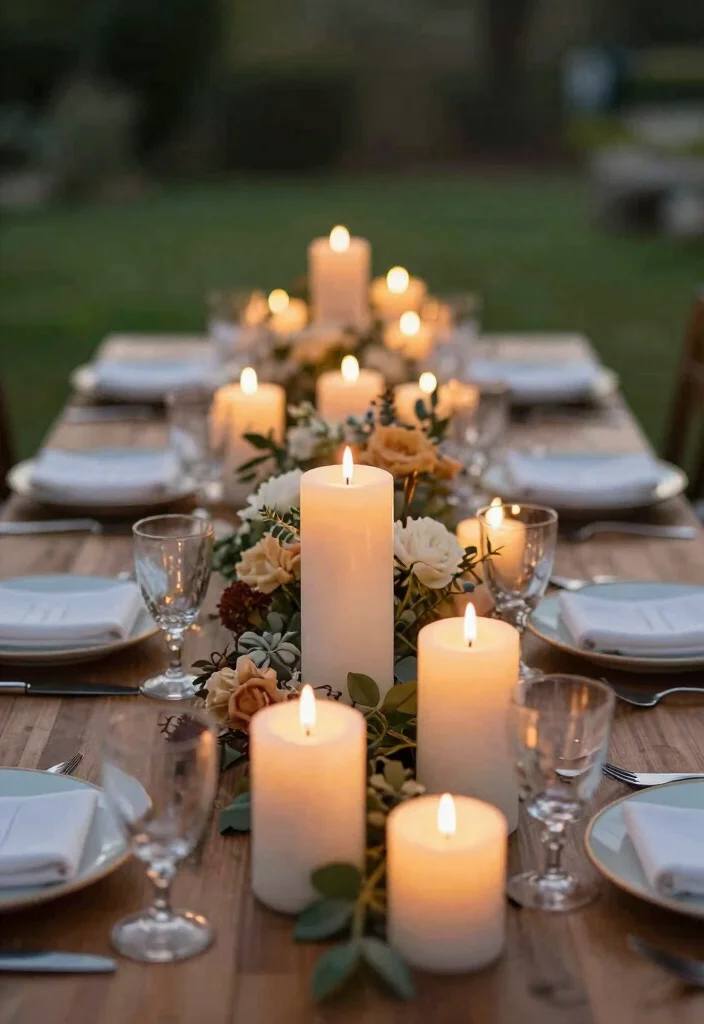 14 Boho Table Decor Wedding Ideas With Earthy Touch - 8. Eco-Friendly Candles 1