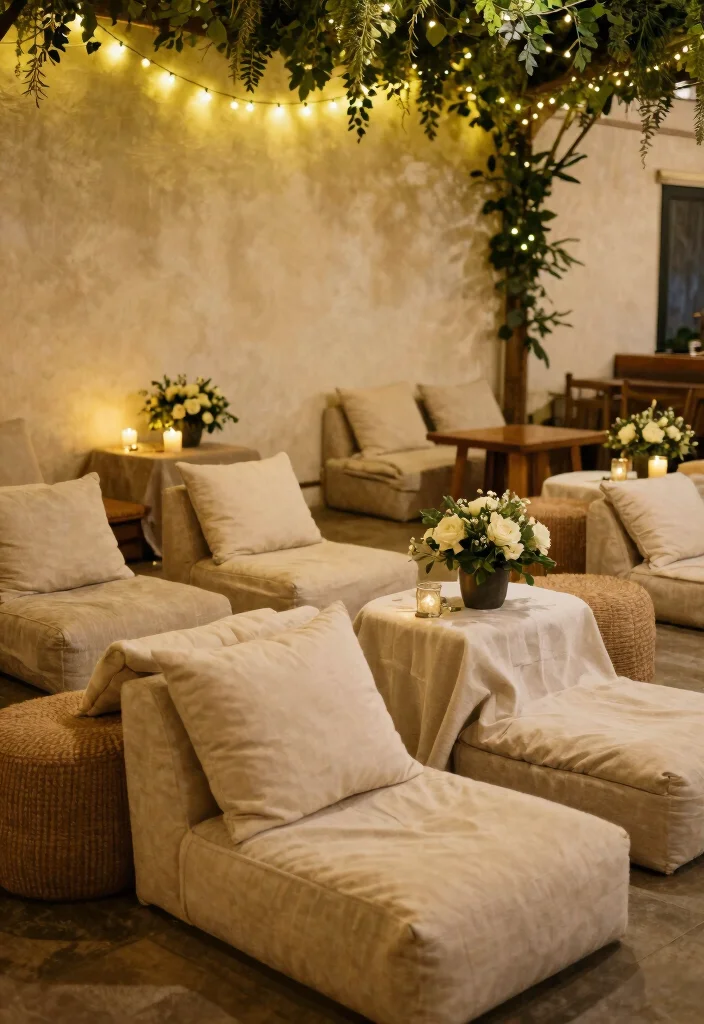 14 Cheesecloth Table Runner Wedding Ideas With Soft Texture - 14. Creating a Cozy Lounge Area 1