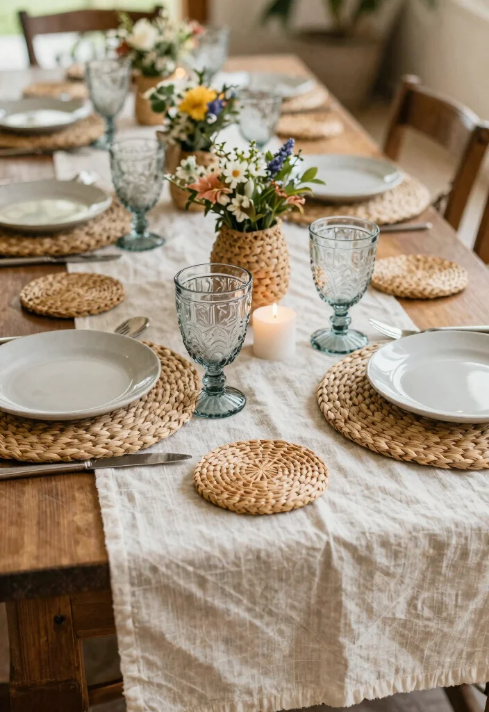 14 Cheesecloth Table Runner Wedding Ideas With Soft Texture - 5. Woven Cheesecloth Accents 1