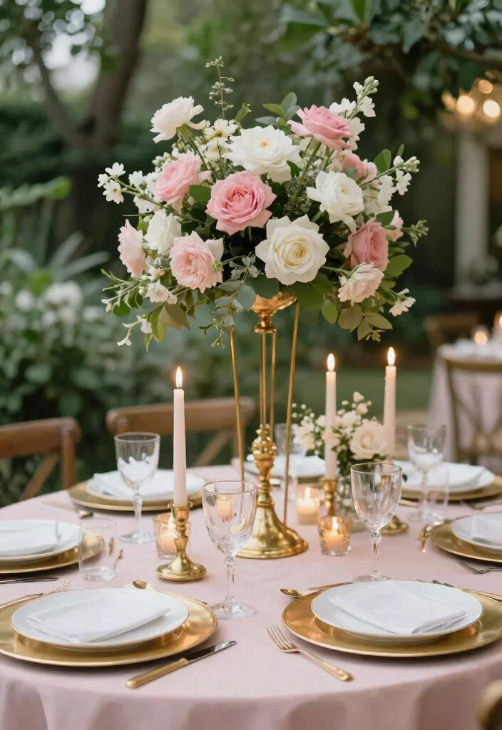 14 Pink Table Runner Wedding Ideas That Feel Soft & Romantic - 1. Dreamy Blush and Gold Elegance 1