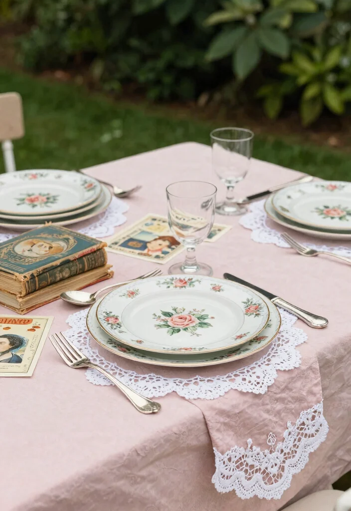 14 Pink Table Runner Wedding Ideas That Feel Soft & Romantic - 6. Vintage Floral Prints with Soft Pink 1