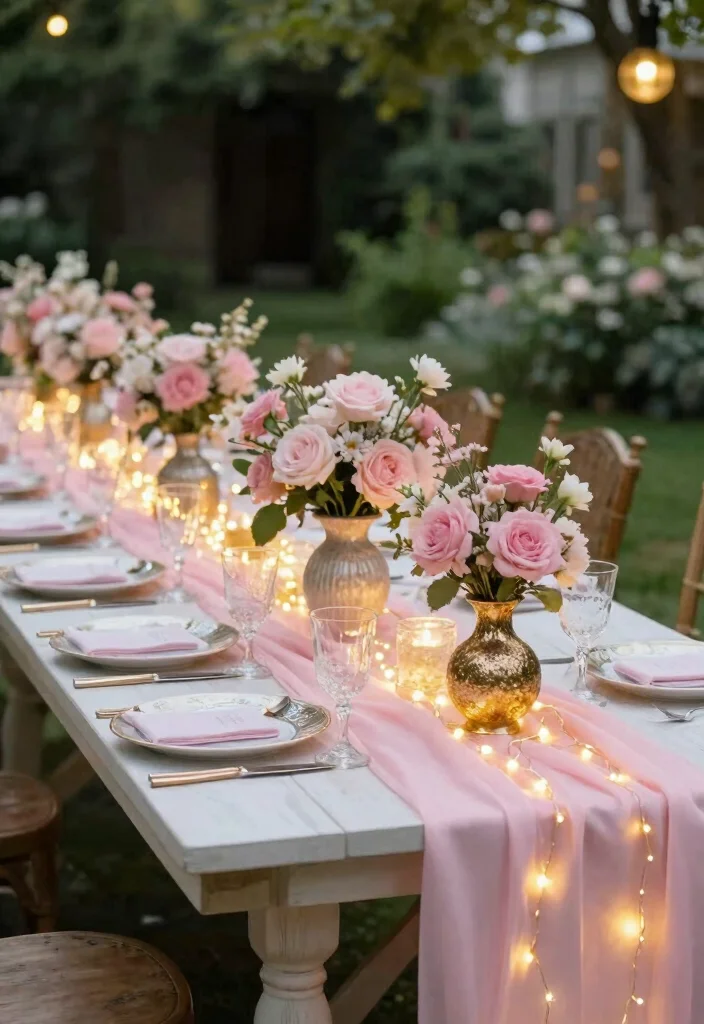 14 Pink Table Runner Wedding Ideas That Feel Soft & Romantic - 8. Whimsical Fairytale Romance 1