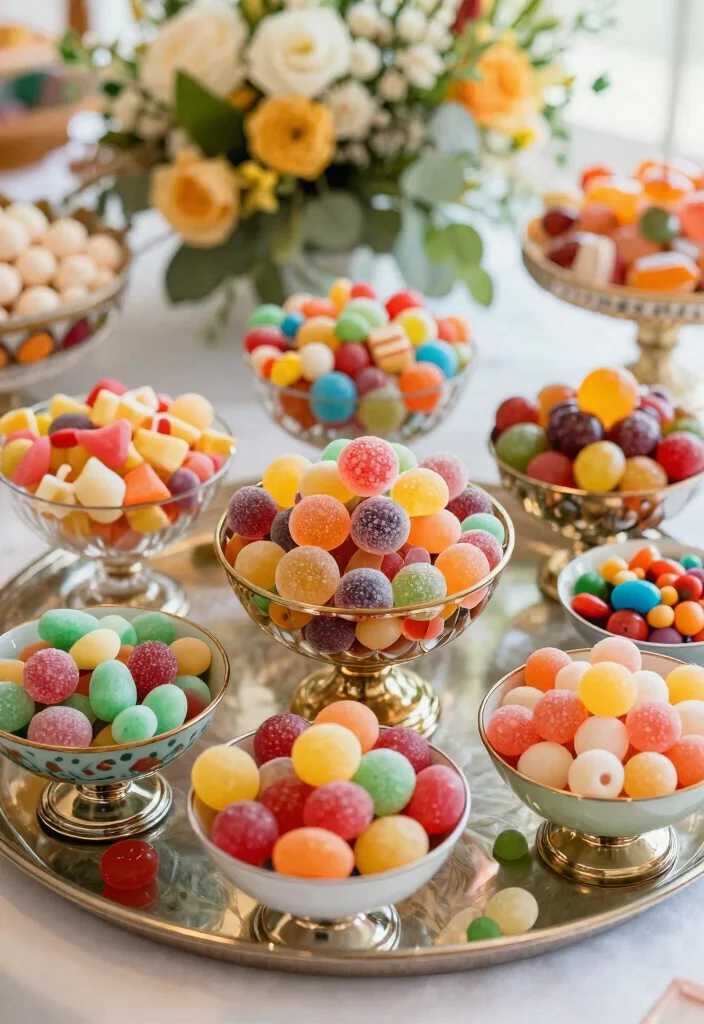 14 Wedding Favor Table Display Ideas That Look Stunning - 14. Eco-Conscious Candy Dishes 1