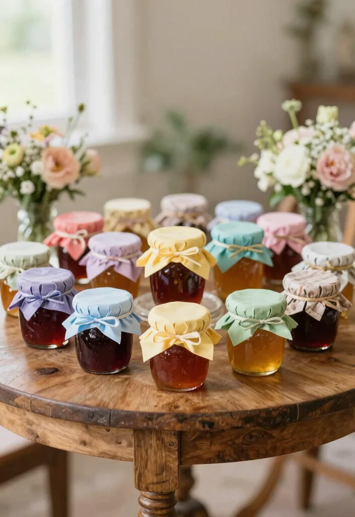 14 Wedding Favor Table Display Ideas That Look Stunning - 4. Homemade Jam or Honey Pots 1