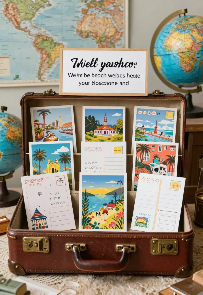 14 Wedding Guest Book Table Decorations Ideas That Impress - 12. Travel Postcard Guest Book 1