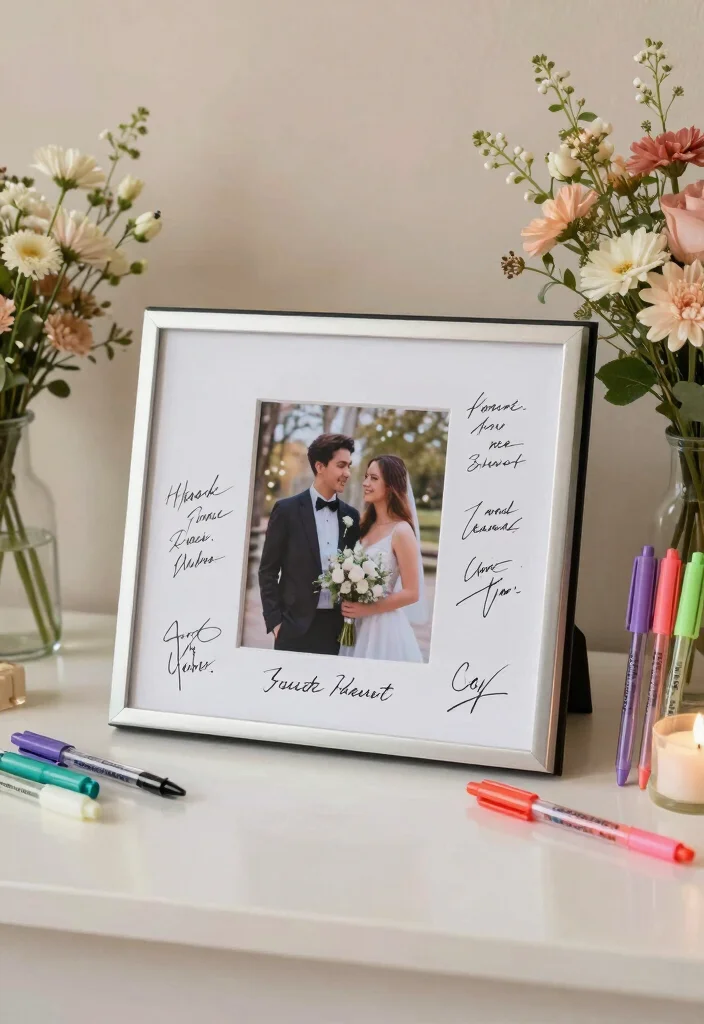 14 Wedding Guest Book Table Decorations Ideas That Impress - 13. Photo Frame Guest Book 1