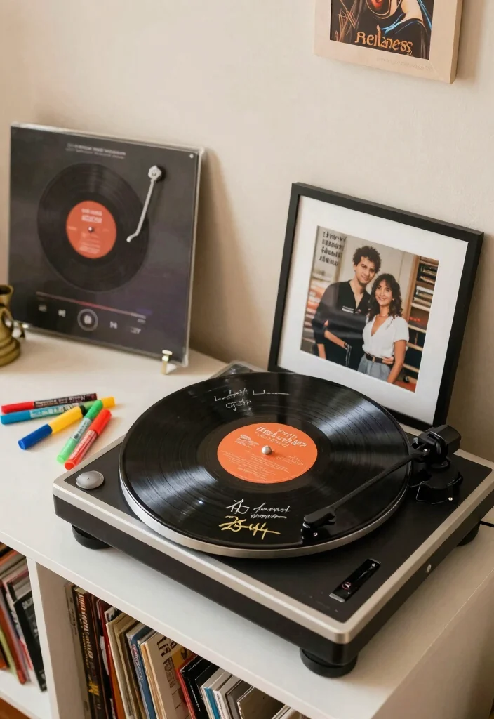 14 Wedding Guest Book Table Decorations Ideas That Impress - 8. Custom Vinyl Record Guest Book 1