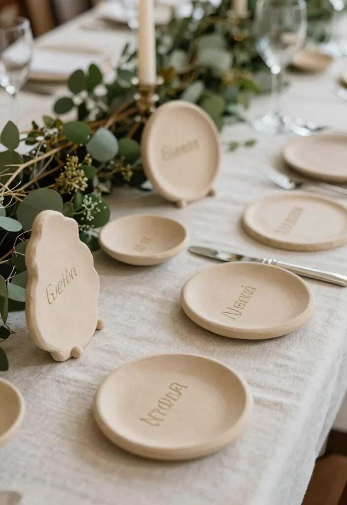 14 Wedding Table Settings Simple Ideas That Still Wow - 12. Clay Placeholders 1