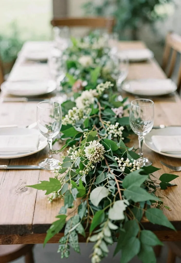 14 Wedding Table Settings Simple Ideas That Still Wow - 13. Seasonal Foliage as Table Runners 1