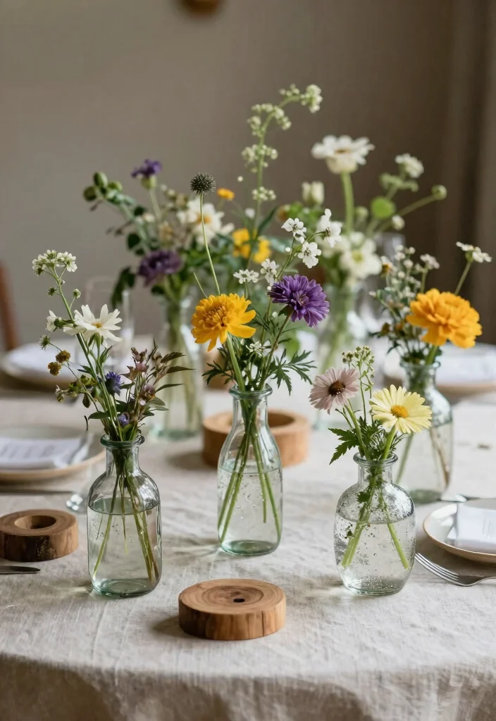 14 Wedding Table Settings Simple Ideas That Still Wow - 14. Recycled Glass Vases 1