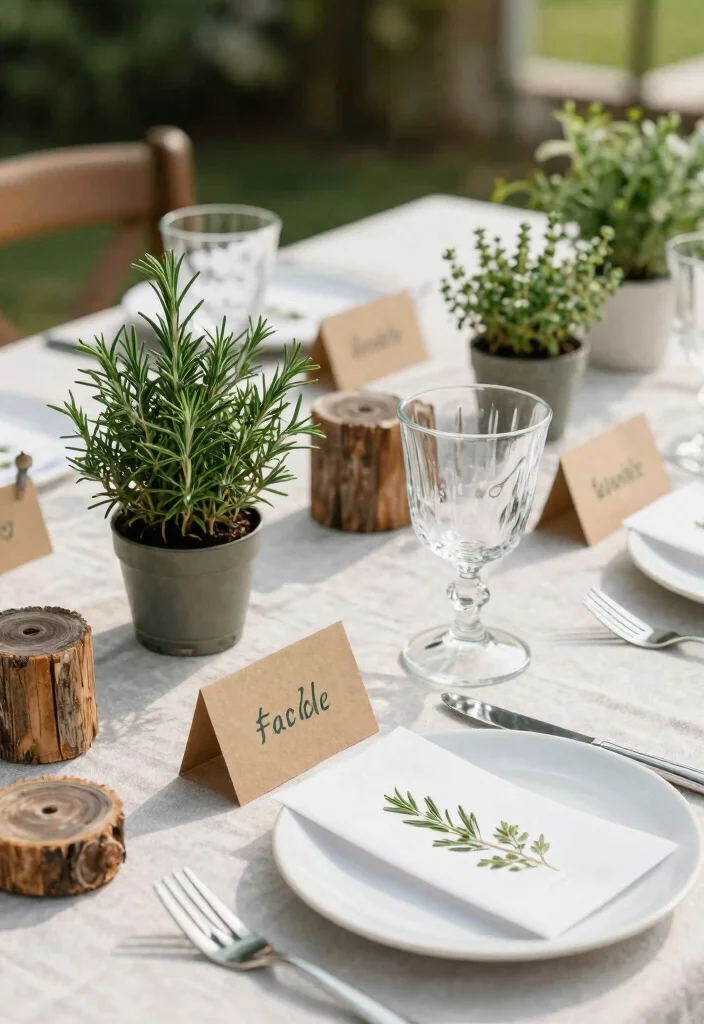 14 Wedding Table Settings Simple Ideas That Still Wow - 3. Herb Place Cards 1