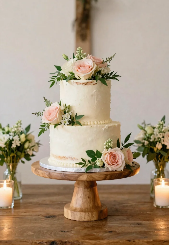 14 Wood Table Wedding Decor Ideas With Natural Texture - 13. Natural Wood Cake Stand 1