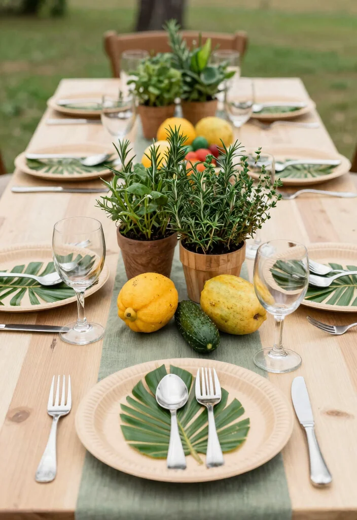 14 Wood Table Wedding Decor Ideas With Natural Texture - 3. Eco-Friendly Decor Accents 1