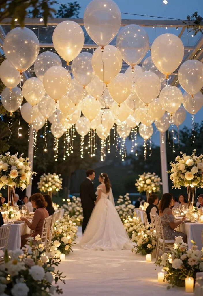 15 Balloon Decorations Wedding Ideas That Look Magical - 13. Balloon Lighting Designs 1