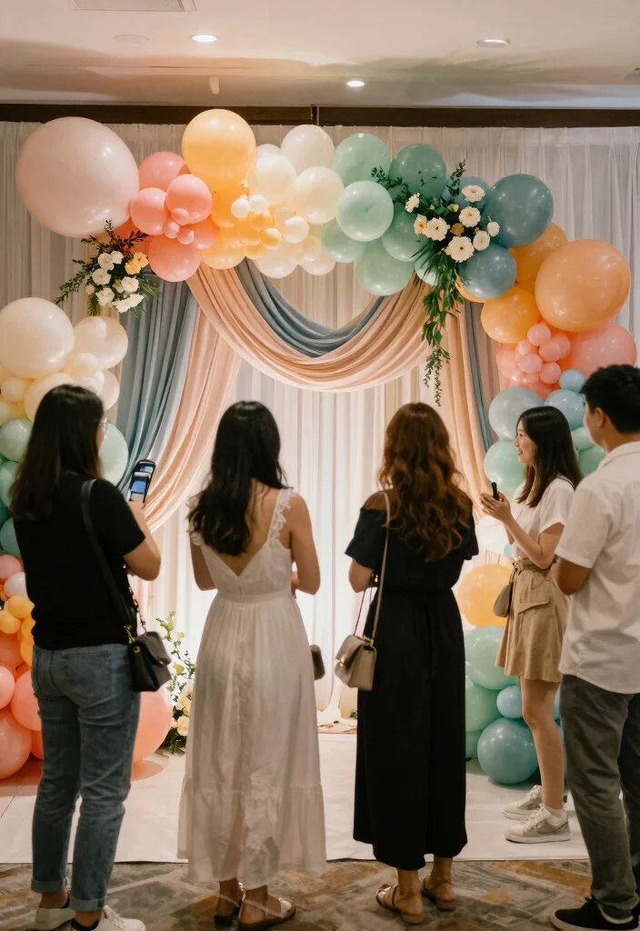 15 Balloon Decorations Wedding Ideas That Look Magical - 2. Whimsical Balloon Backdrop Ideas 1