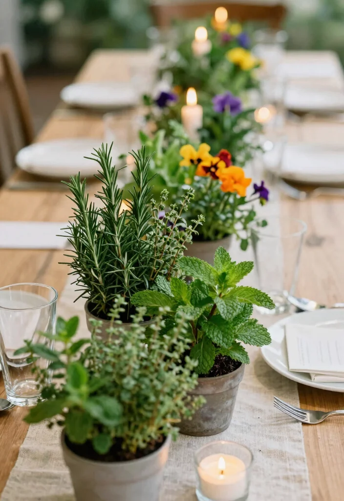 15 Eco-Friendly Table Centre Pieces Wedding Ideas That Stand Out - 10. Herb Centrepieces: Fresh and Fragrant 1