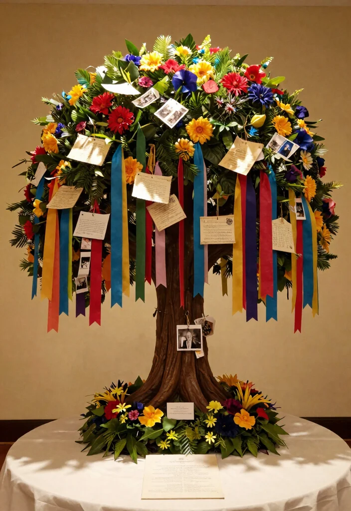 15 Memorial Table Wedding Ideas That Honor Loved Ones - 13. A Tree of Life Display 1