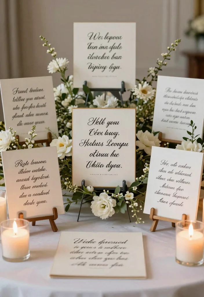 15 Memorial Table Wedding Ideas That Honor Loved Ones - 8. Signage with Quotes and Messages 1