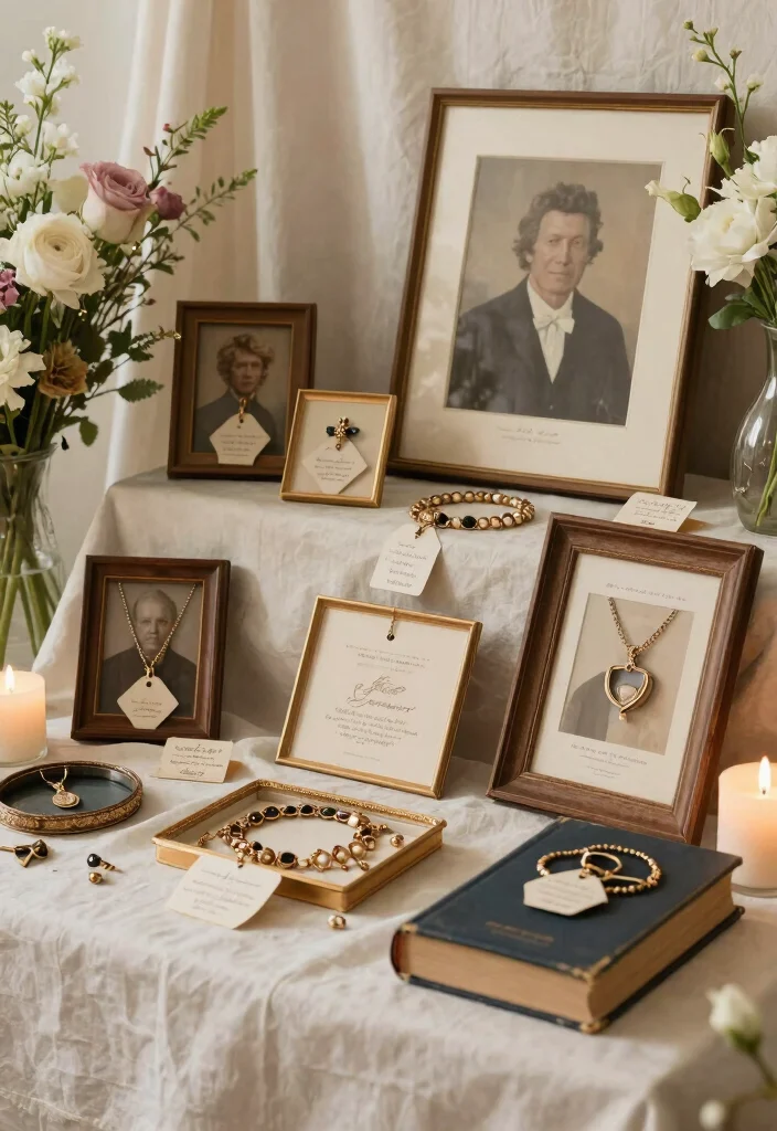 15 Memorial Table Wedding Ideas That Honor Loved Ones - 9. Personalized Touches with Family Heirlooms 1