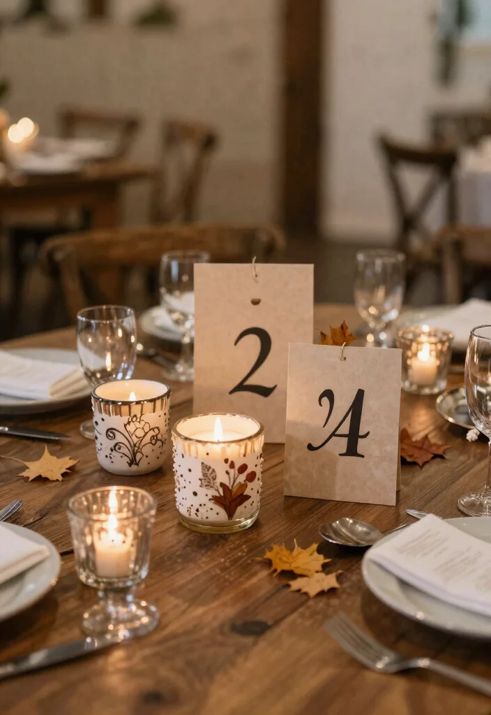 15 October Wedding Table Decor Ideas With Autumn Warmth - 11. Handmade Craft Touches 1
