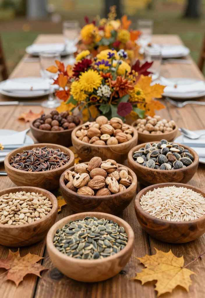 15 October Wedding Table Decor Ideas With Autumn Warmth - 12. Incorporating Nuts and Seeds 1