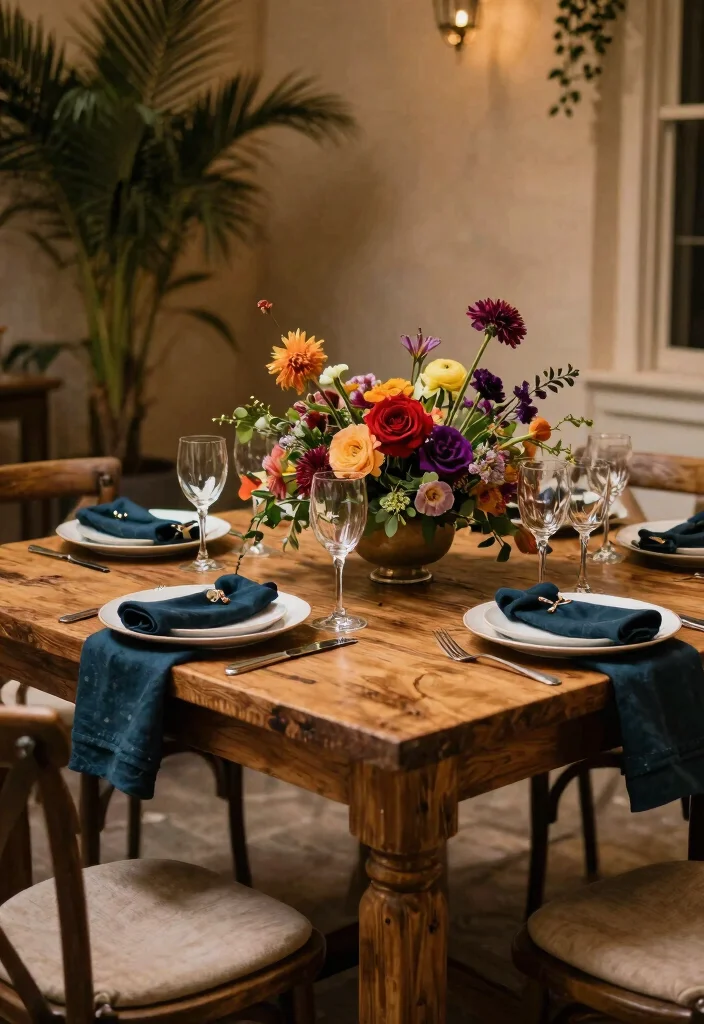 15 Rustic Head Table Wedding Ideas That Feel Cozy - 7. Bold Color Palette 1