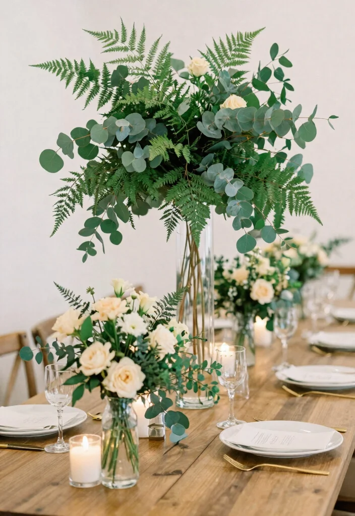 15 Sage Green Table Decor Wedding Ideas With Soft Vibes - 1. Elegant Greenery Centerpieces 1