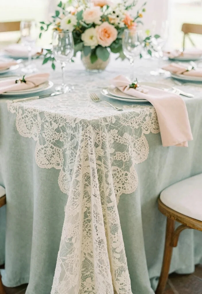 15 Sage Green Table Decor Wedding Ideas With Soft Vibes - 3. Soft Color Palette Linens 1