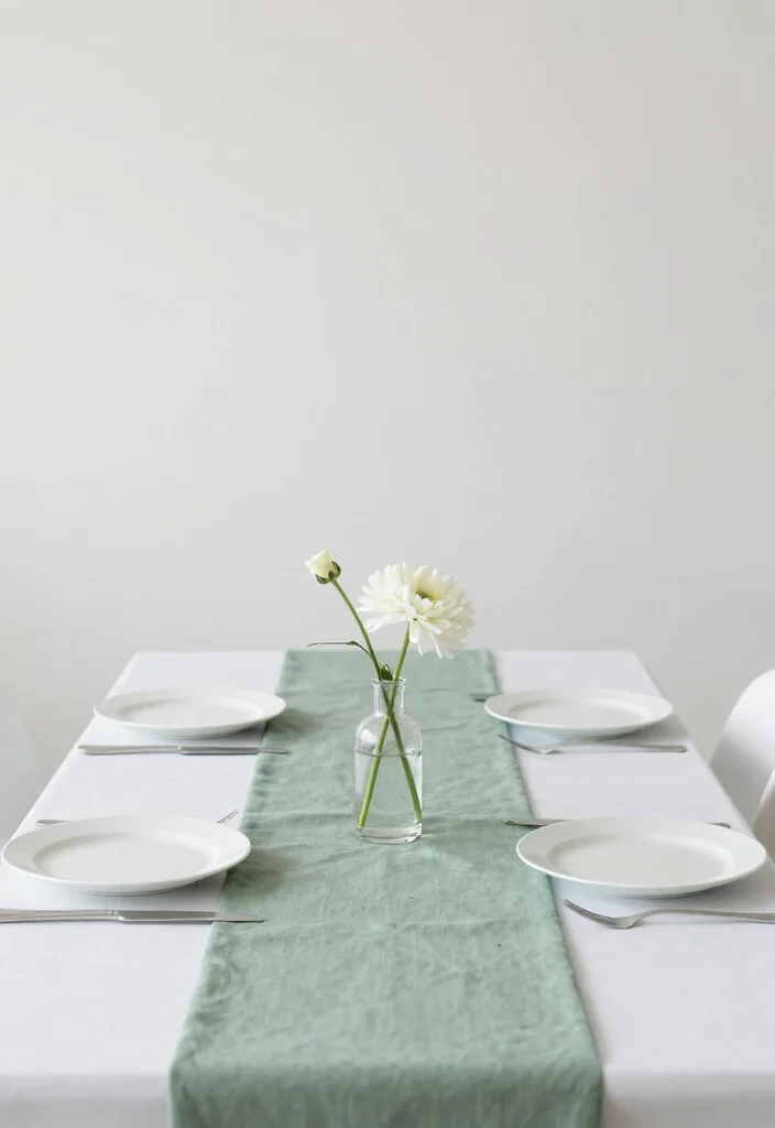 15 Sage Green Table Decor Wedding Ideas With Soft Vibes - 5. Minimalist Table Settings 1