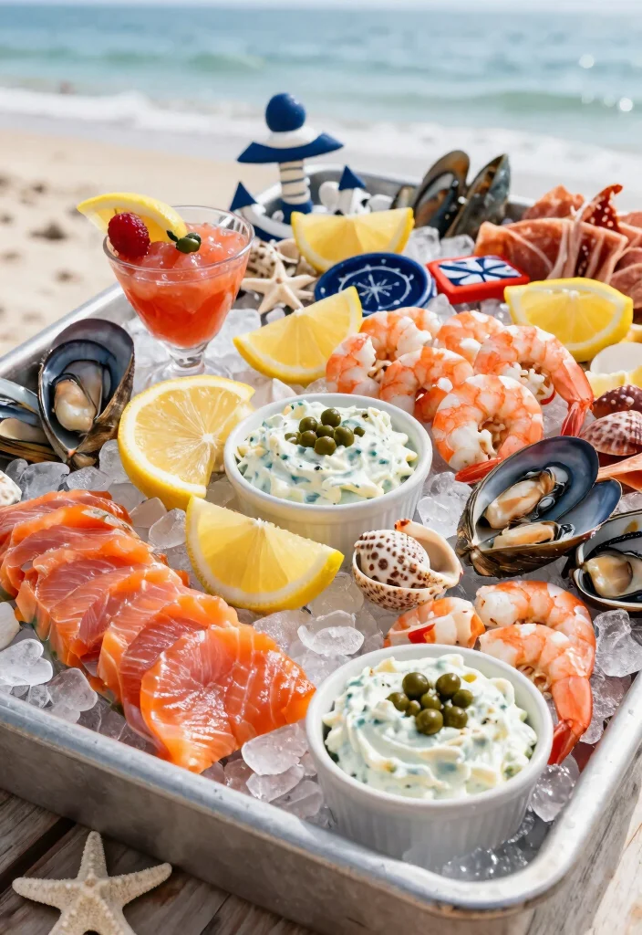15 Wedding Charcuterie Table Ideas Guests Will Love - 13. Coastal Seafood Charcuterie 1
