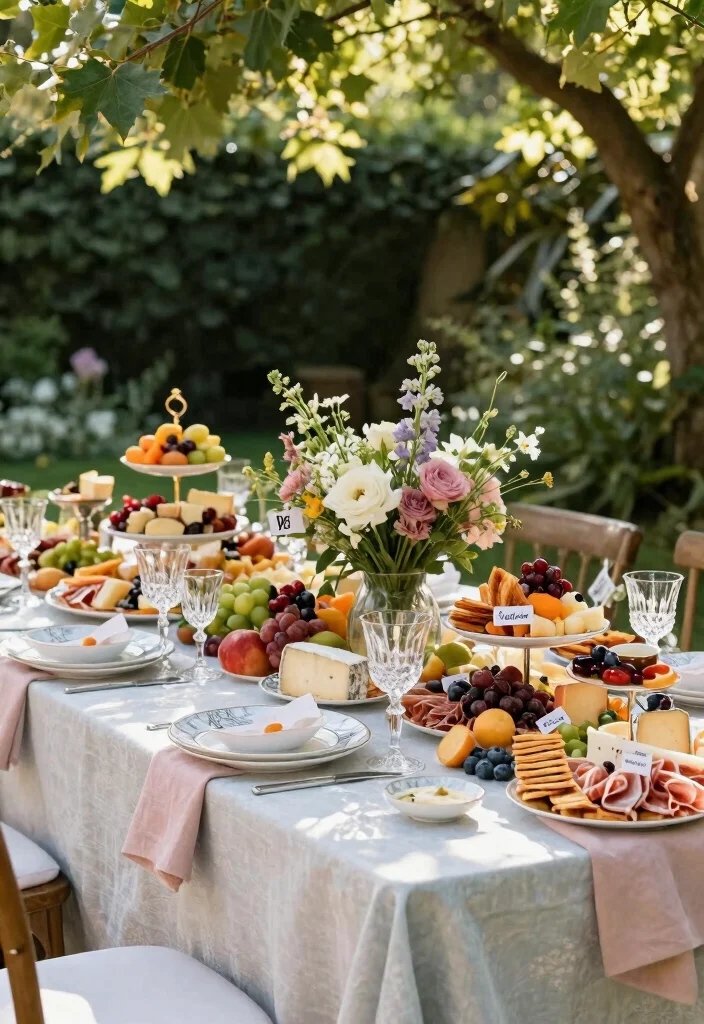 15 Wedding Charcuterie Table Ideas Guests Will Love - 2. Elegant Garden Party Spread 1