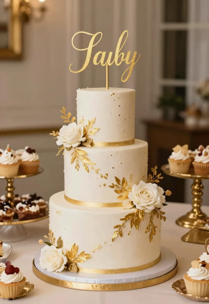 15 Wedding Decorations Gold Ideas That Feel Luxe - 10. Golden Cake Toppers 1