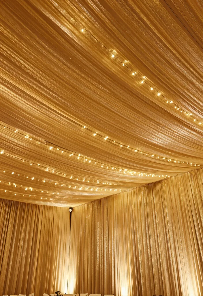 15 Wedding Decorations Gold Ideas That Feel Luxe - 11. Shimmering Gold Draping 1