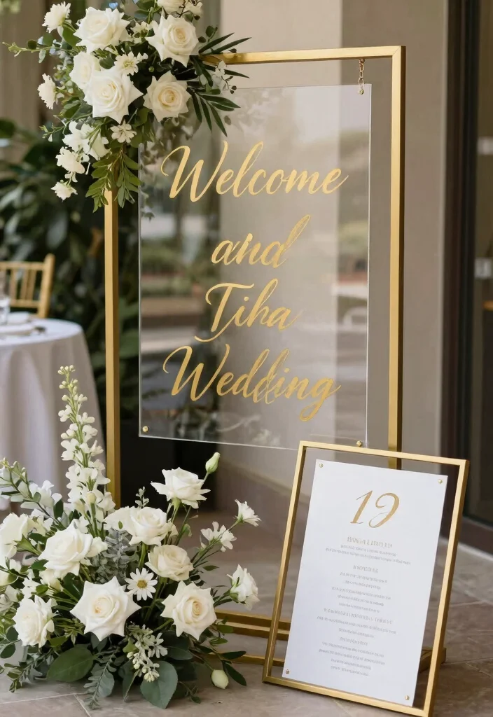 15 Wedding Decorations Gold Ideas That Feel Luxe - 4. Golden Accented Signage 1