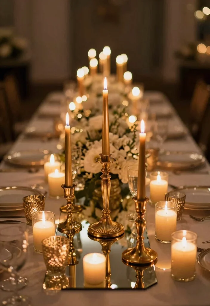 15 Wedding Decorations Gold Ideas That Feel Luxe - 6. Luxurious Gold Candles 1