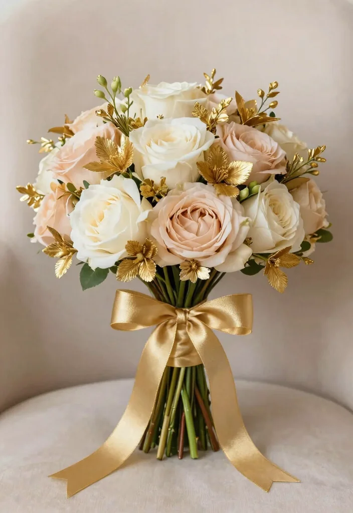 15 Wedding Decorations Gold Ideas That Feel Luxe - 7. Gold Floral Accents 1