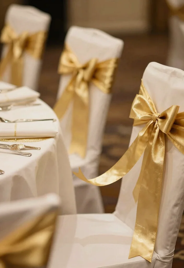 15 Wedding Decorations Gold Ideas That Feel Luxe - 8. Sophisticated Gold Ribbons 1