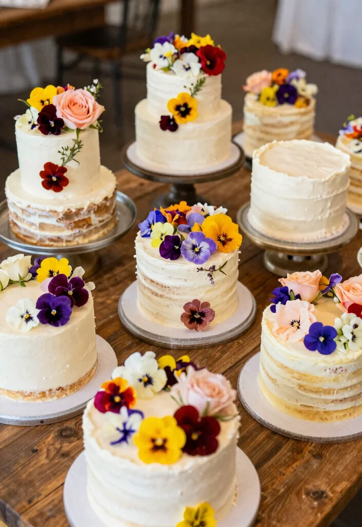 15 Wedding Dessert Table Elegant Ideas That Impress Guests 65 15 Wedding Dessert Table Elegant Ideas That Impress Guests - 15. Edible Flower Cakes 1