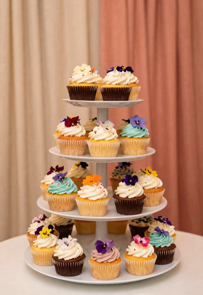 15 Wedding Dessert Table Elegant Ideas That Impress Guests 38 15 Wedding Dessert Table Elegant Ideas That Impress Guests - 8. Themed Cupcake Tower 1