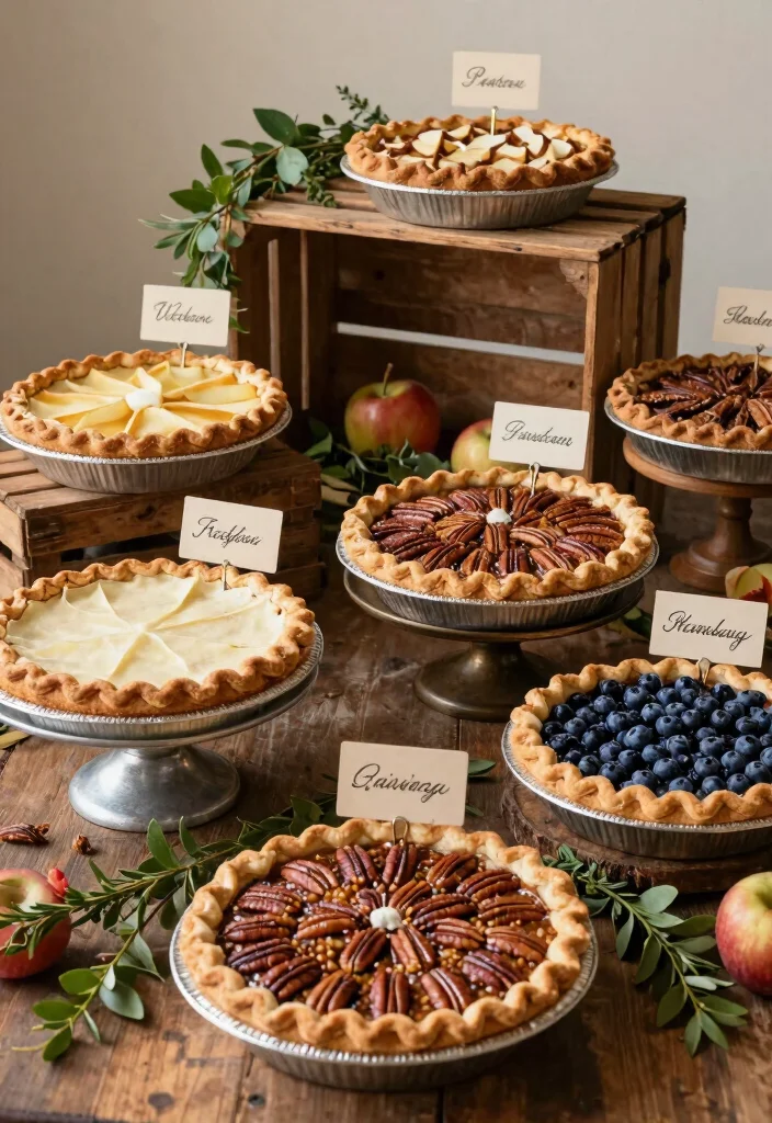 15 Wedding Dessert Table Elegant Ideas That Impress Guests 39 15 Wedding Dessert Table Elegant Ideas That Impress Guests - 9. Rustic Pie Table 1