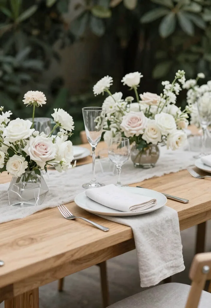 15 Wedding Dining Table Set Up Ideas That Feel Luxurious - 3. Minimalist Chic 1