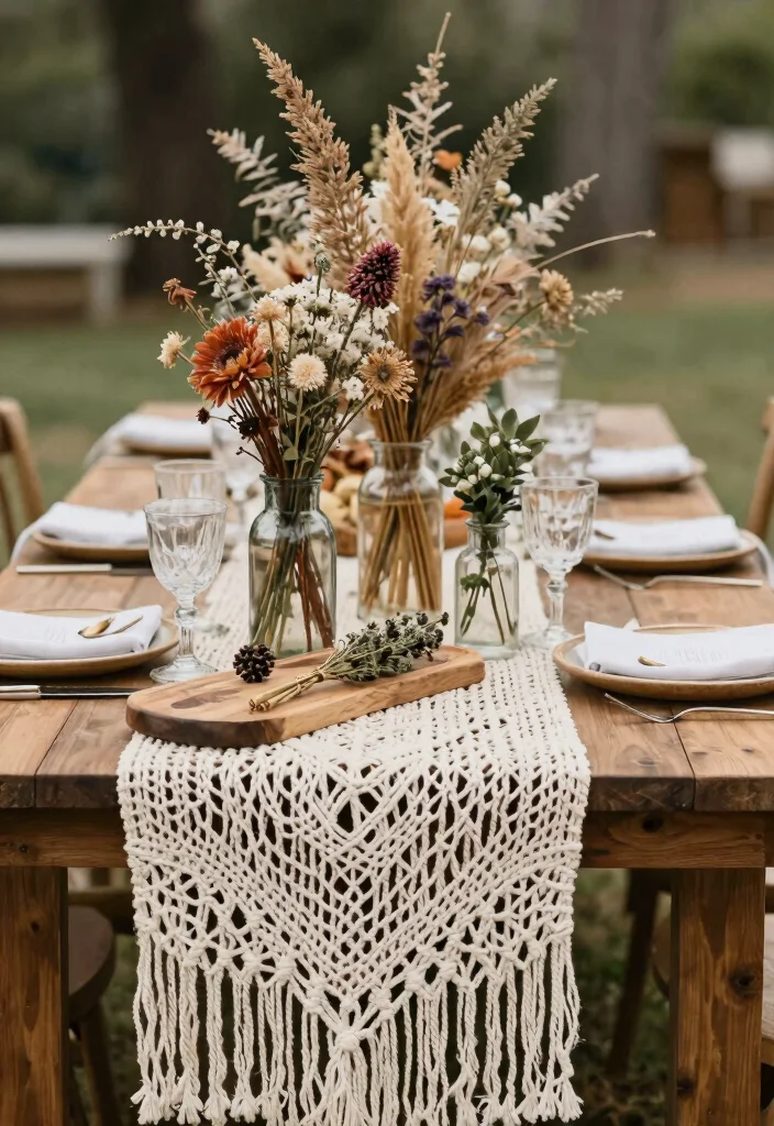 15 Wedding Dining Table Set Up Ideas That Feel Luxurious - 8. Rustic Bohemian Touches 1