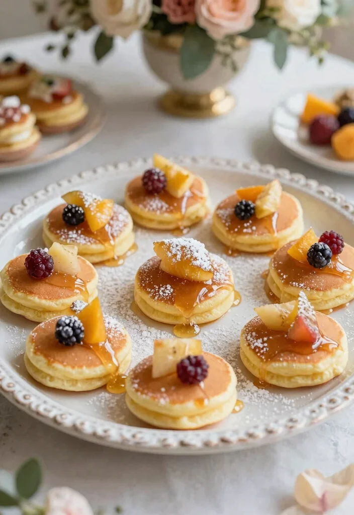 15 Wedding Snacks Table Ideas That Guests Adore - 11. Sweet Vegan Pancake Bites 1