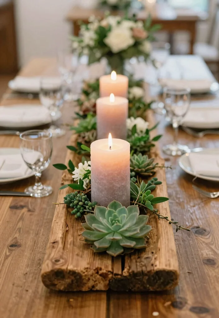 15 Wedding Table Candles Ideas for a Romantic Glow - 2. Candle Centerpieces in Reclaimed Wood 1