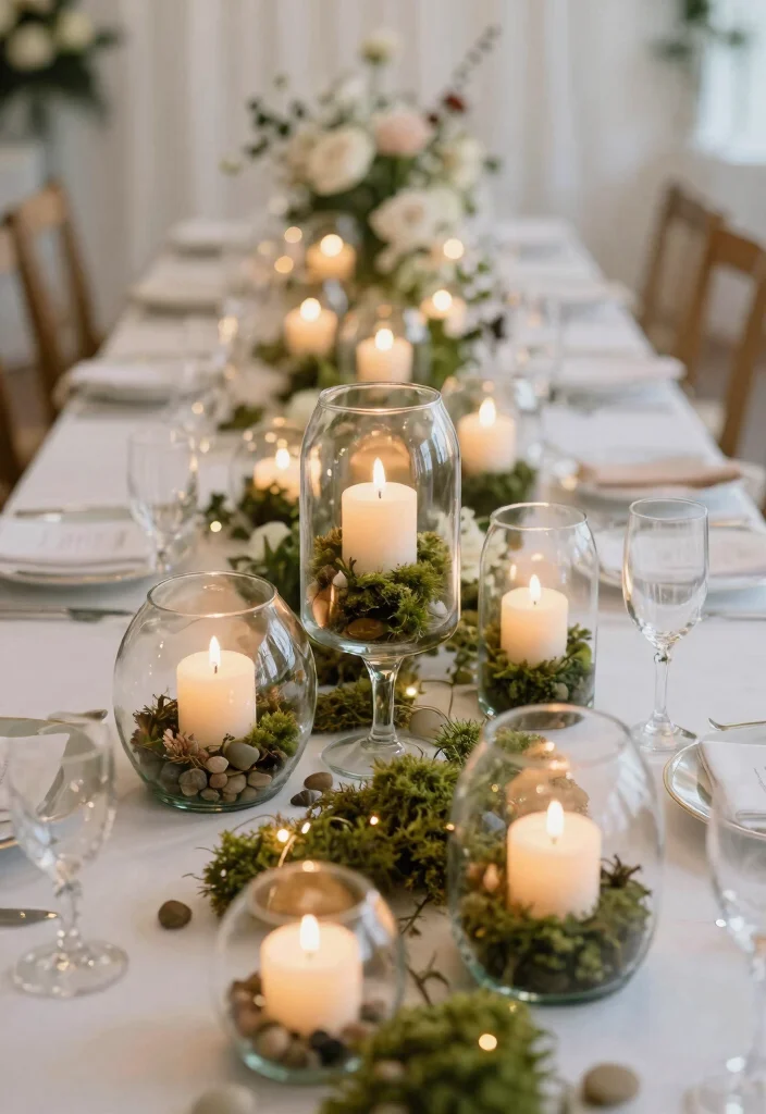 15 Wedding Table Candles Ideas for a Romantic Glow - 5. Candles in Glass Terrariums 1