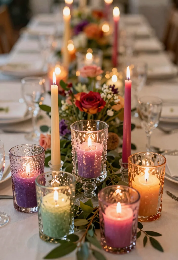 15 Wedding Table Candles Ideas for a Romantic Glow - 8. Recycled Glass Candle Holders 1