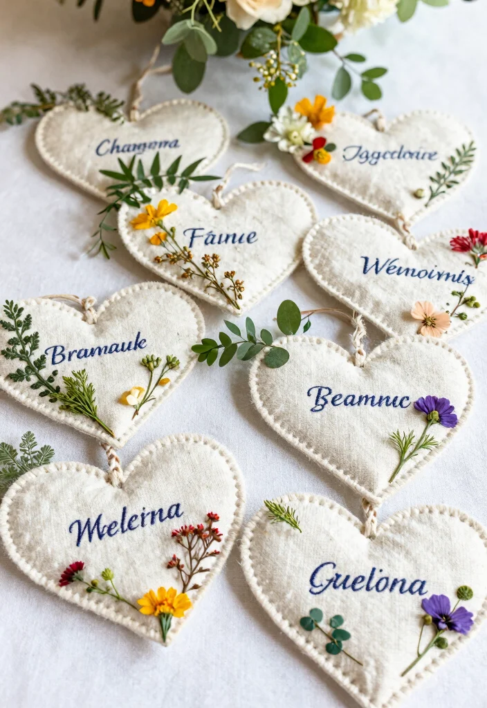 16 Creative Name Tags Wedding Table Ideas That Are Eco-Friendly - 5. Recycled Fabric Name Tags 1