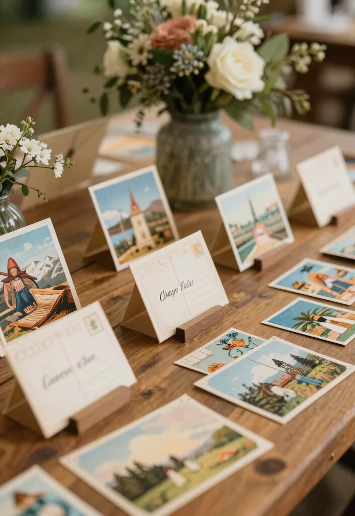 16 Creative Name Tags Wedding Table Ideas That Are Eco-Friendly - 8. Personalized Postcards 1