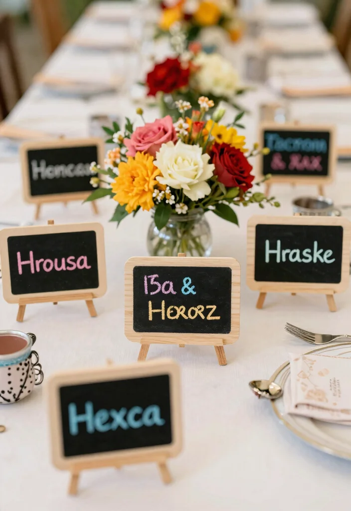 16 Creative Name Tags Wedding Table Ideas That Are Eco-Friendly - 9. Miniature Chalkboards 1